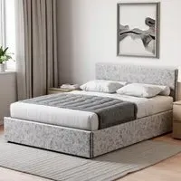 Veronica King Size Ottoman Bed with Storage - Silver, Velvet