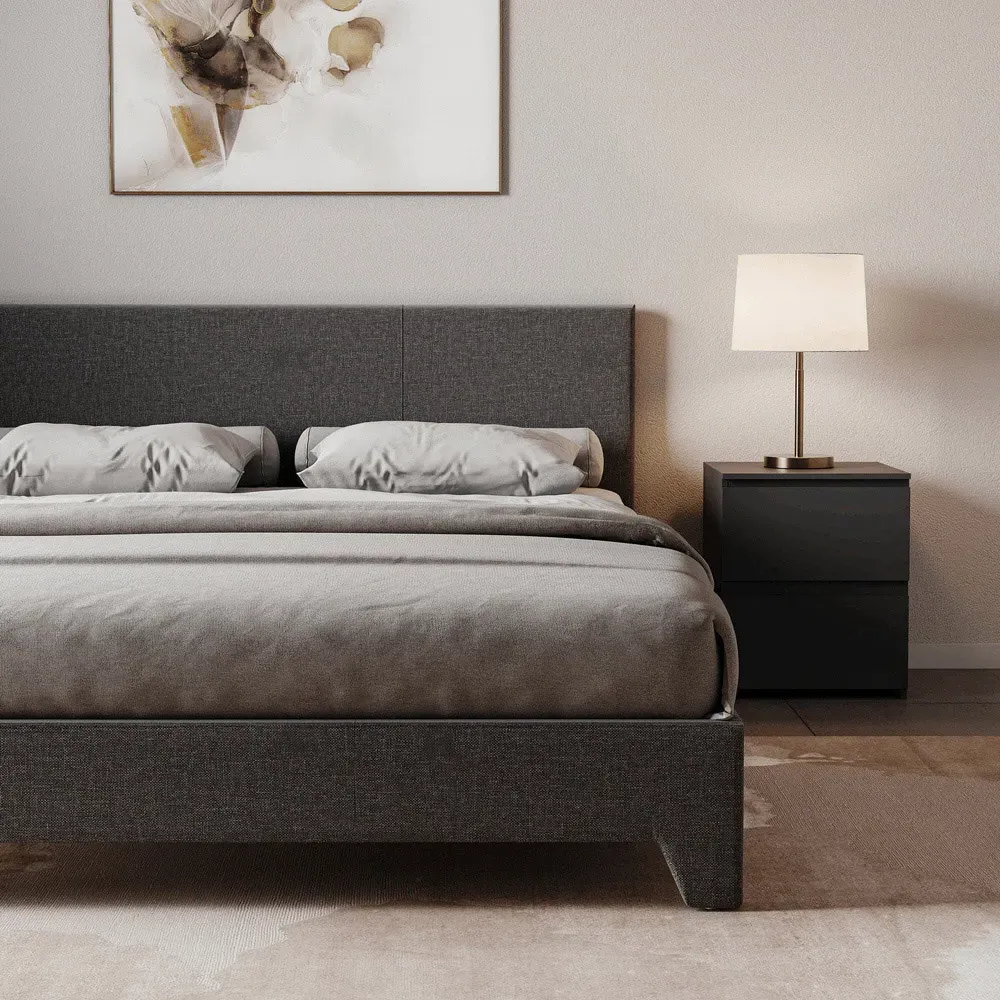 Victoria Double Bed Frame - Dark Grey, Linen