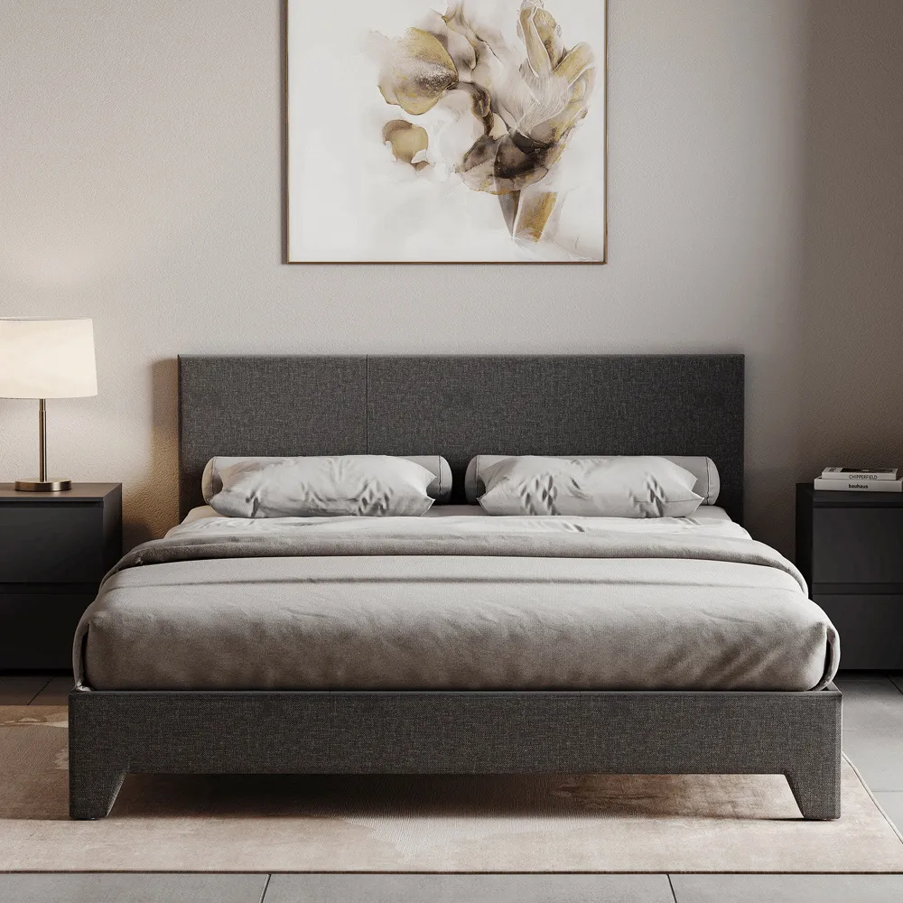 Victoria Double Bed Frame - Dark Grey, Linen
