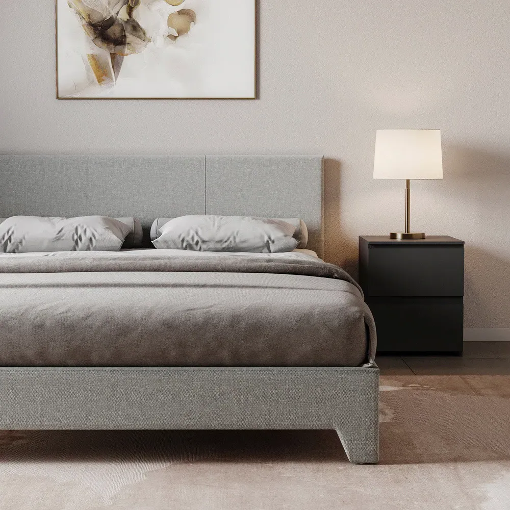 Victoria Double Bed Frame - Light Grey, Linen