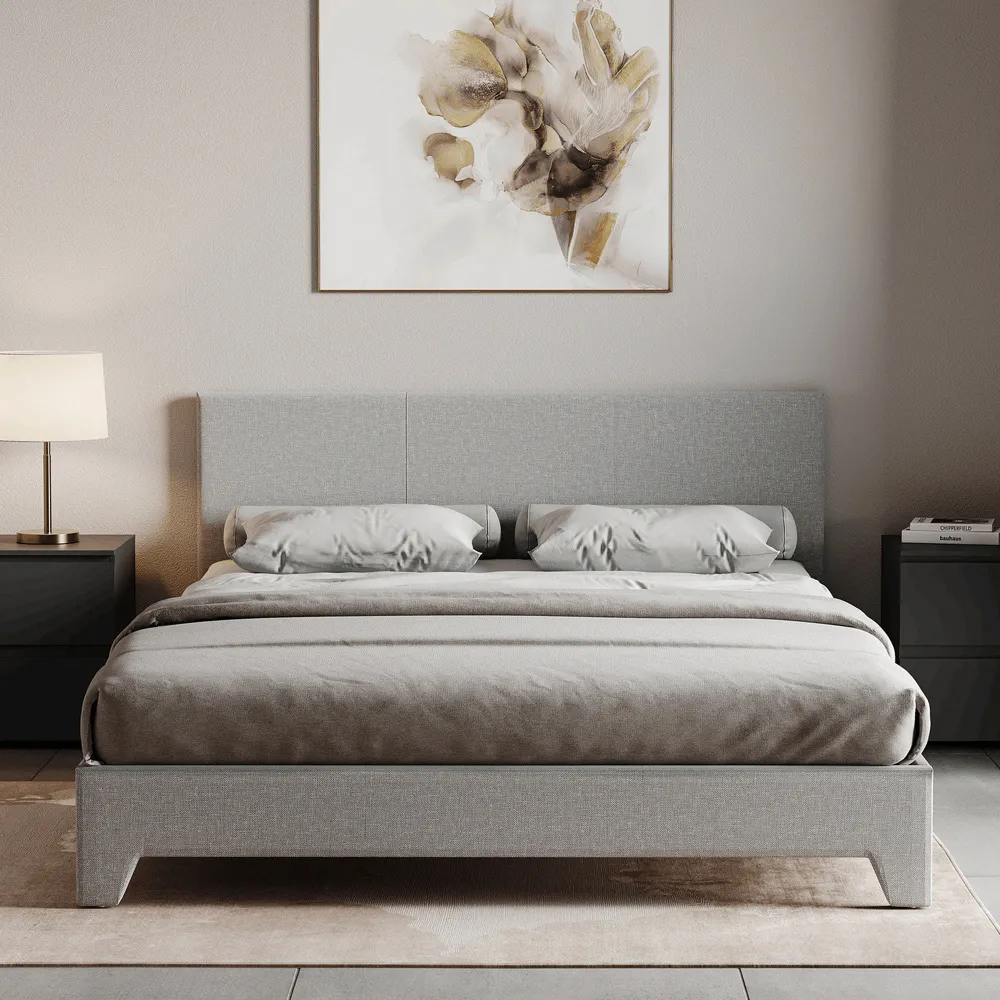 Victoria Double Bed Frame - Light Grey, Linen