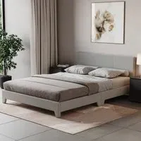 Victoria Double Bed Frame - Light Grey, Linen