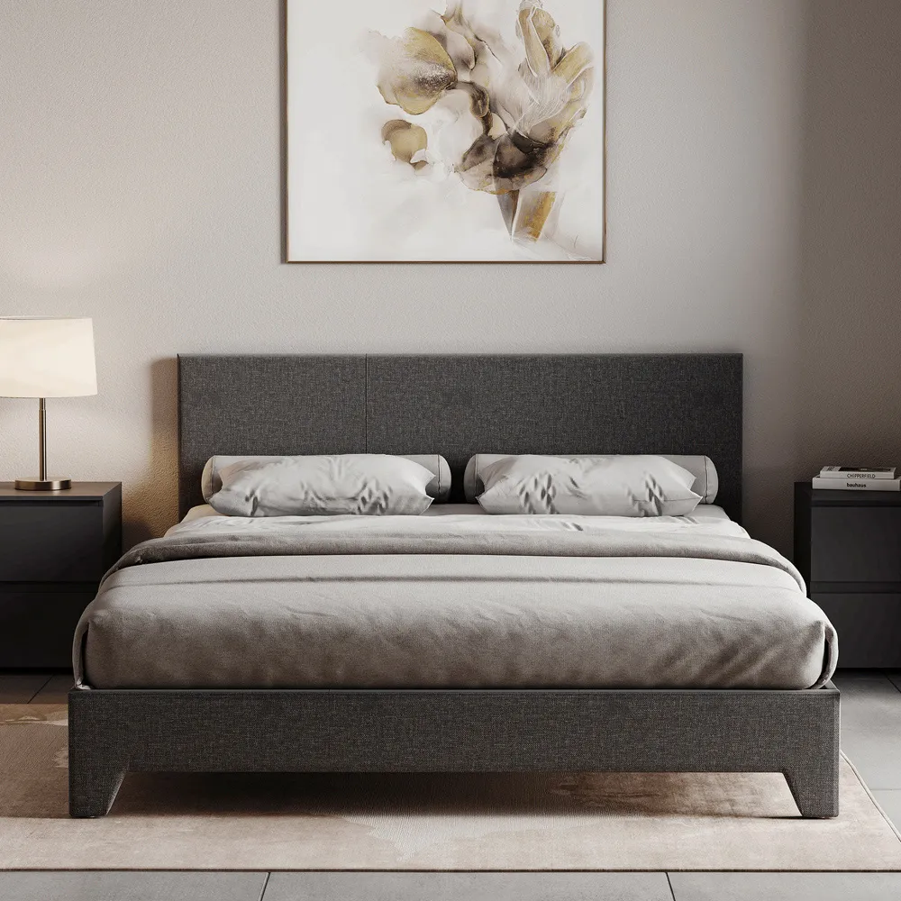 Victoria King Size Bed Frame - Dark Grey, Linen