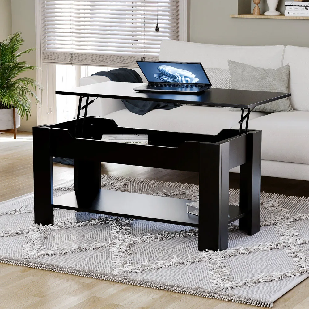 Vida Designs Lift Up Coffee Table with Storage - Black