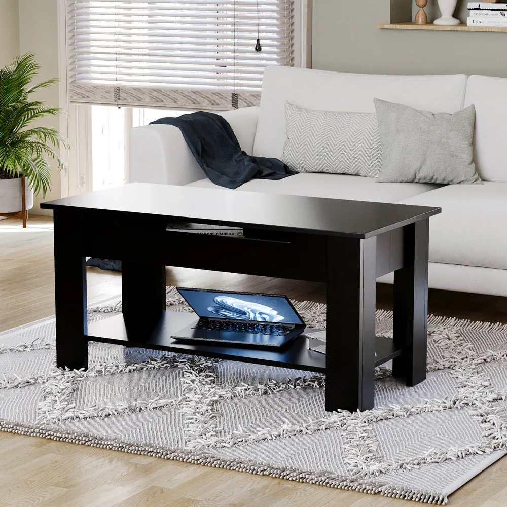 Vida Designs Lift Up Coffee Table with Storage - Black