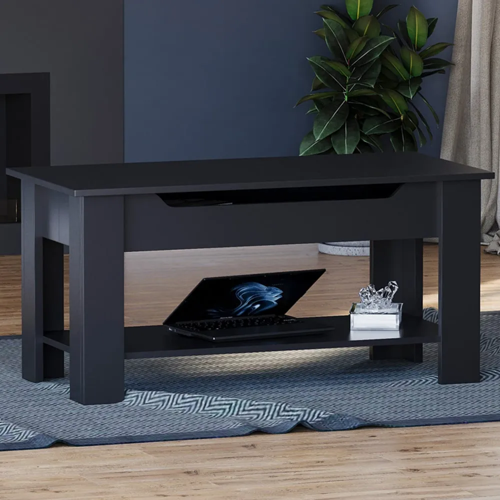 Vida Designs Lift Up Coffee Table with Storage - Black image