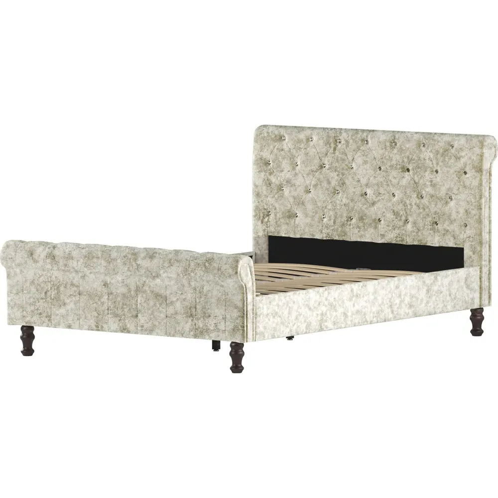 Violetta Double Bed Frame - Champagne, Crushed Velvet