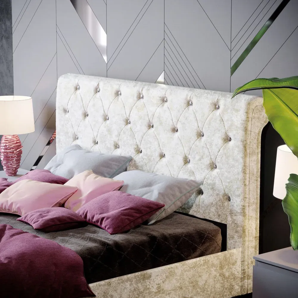 Violetta Double Bed Frame - Champagne, Crushed Velvet