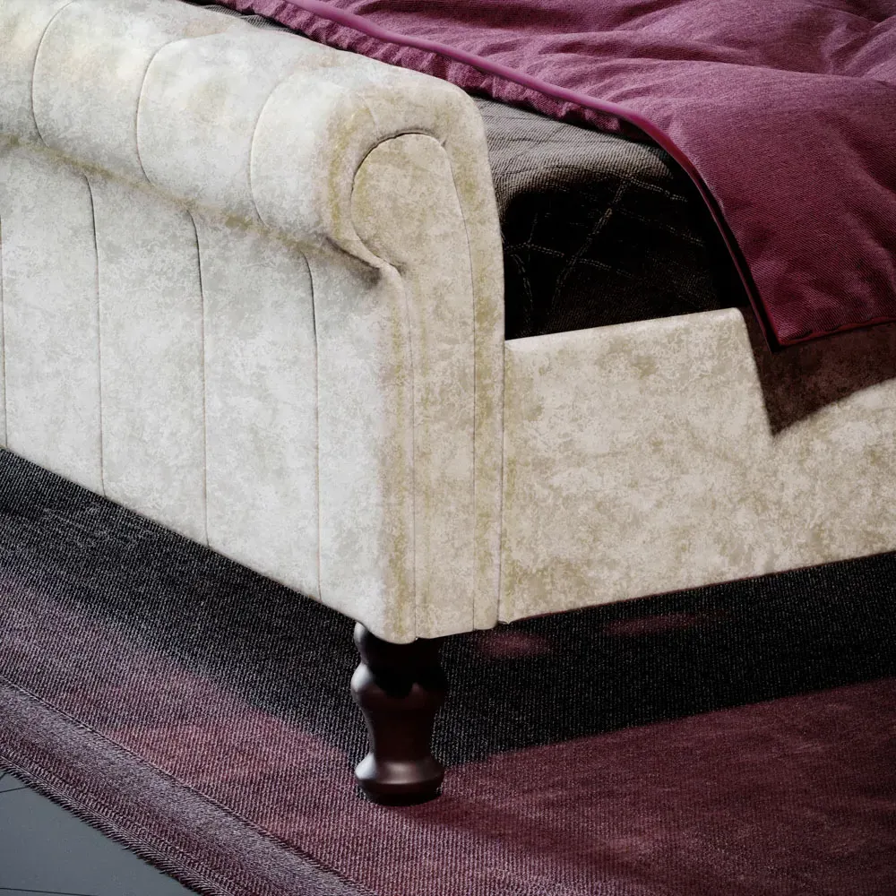 Violetta Double Bed Frame - Champagne, Crushed Velvet