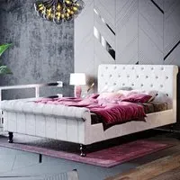 Violetta Double Bed Frame - Light Grey, Velvet