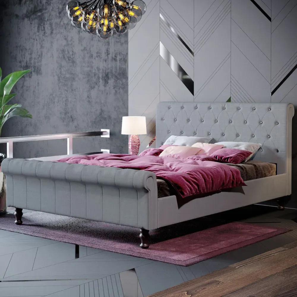Designs Violetta King Size Bed Frame - Grey, Linen image