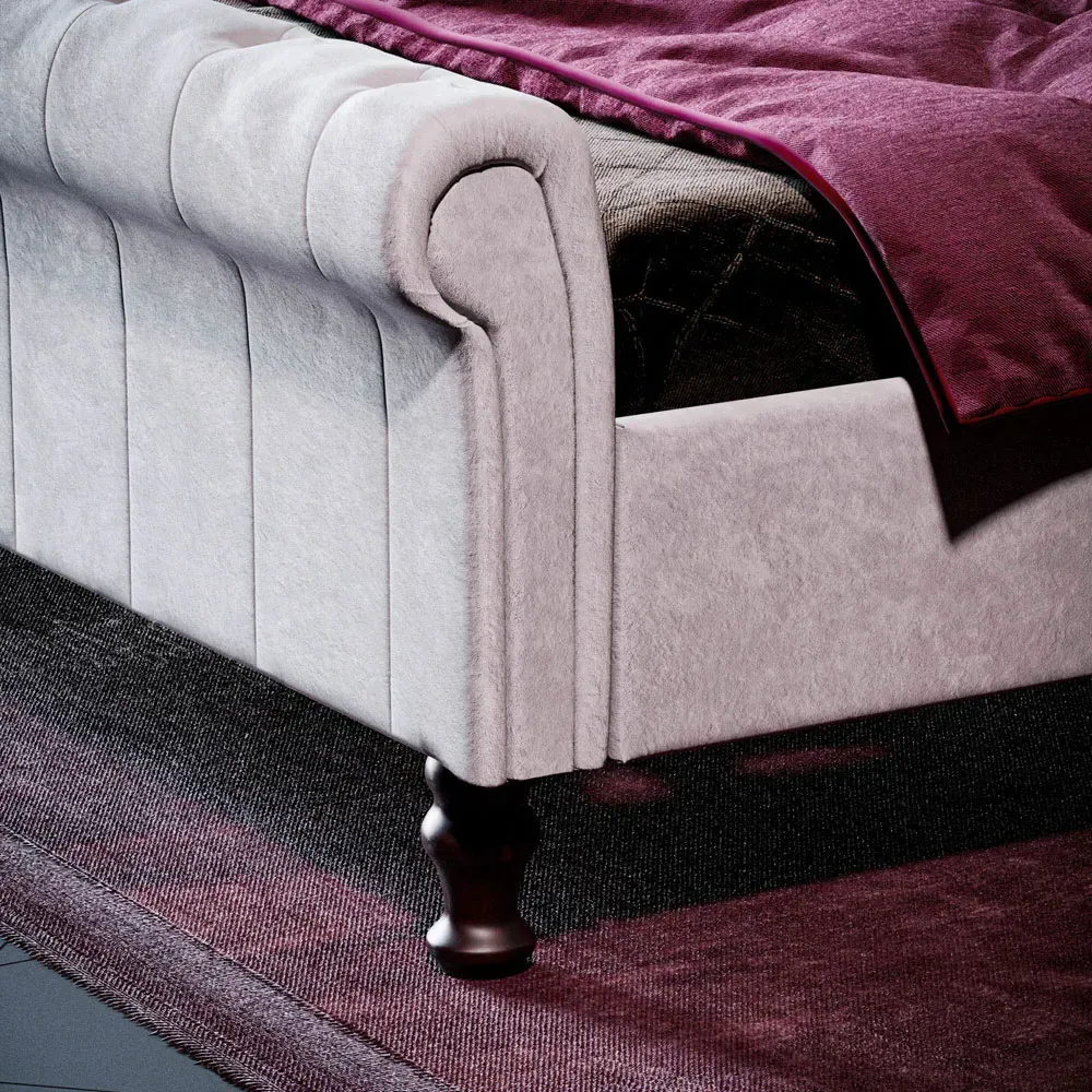 Violetta King Size Bed Frame - Grey, Velvet