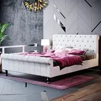 Violetta King Size Bed Frame - Grey, Velvet