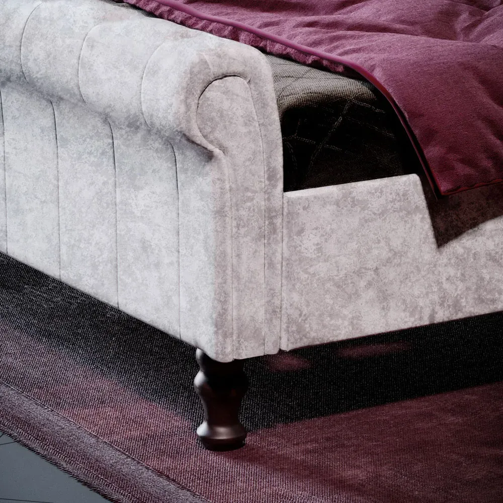 Violetta King Size Bed Frame - Silver, Crushed Velvet