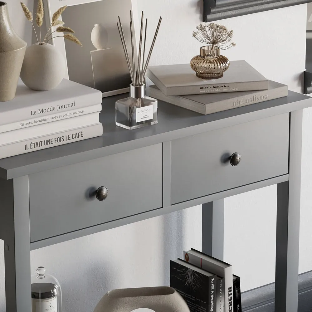 Windsor 2 Drawer Console Table - Grey