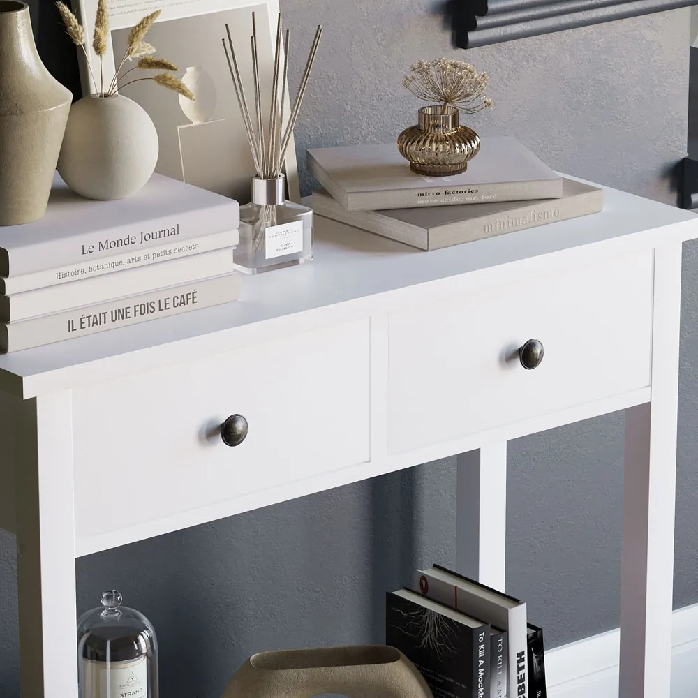 Windsor 2 Drawer Console Table - White