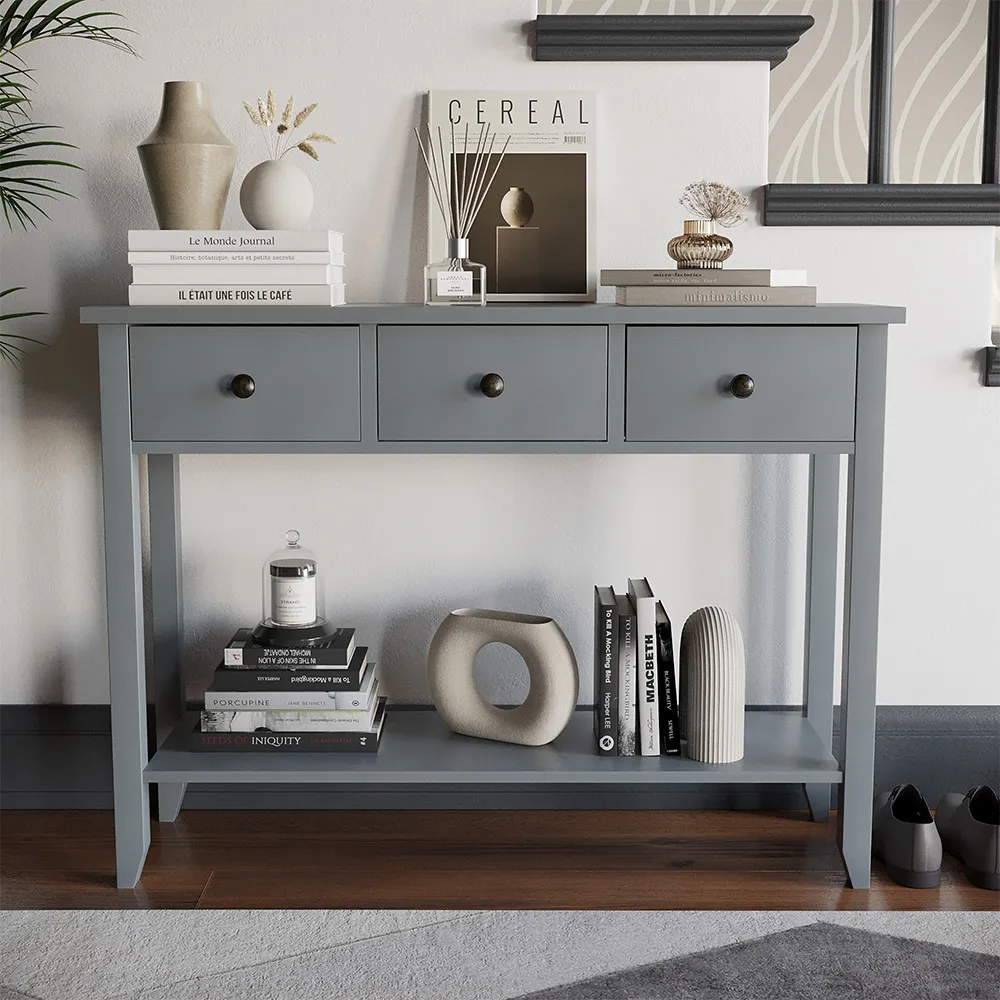 Windsor 3 Drawer Console Table - Grey