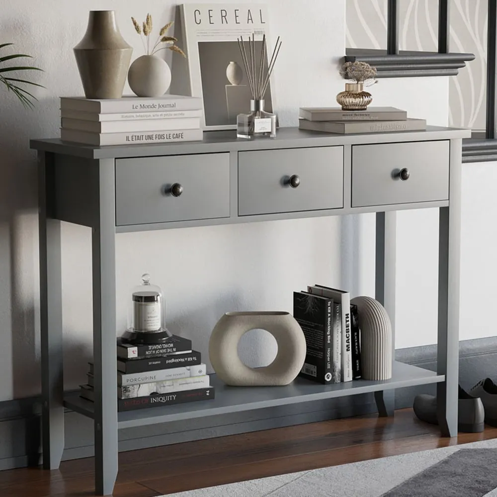 Windsor 3 Drawer Console Table - Grey