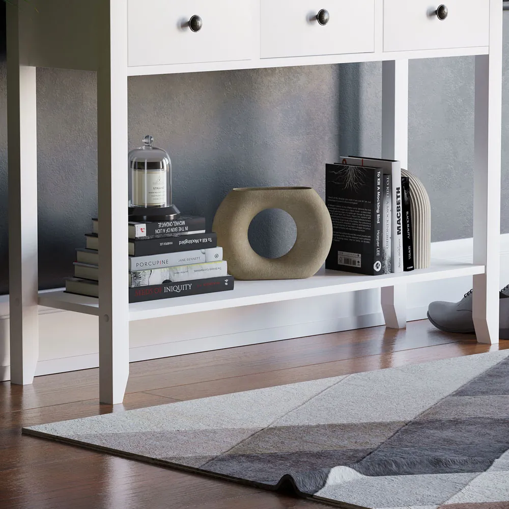 Windsor 3 Drawer Console Table - White