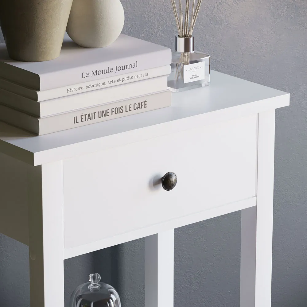Windsor Single Drawer Console Table - White