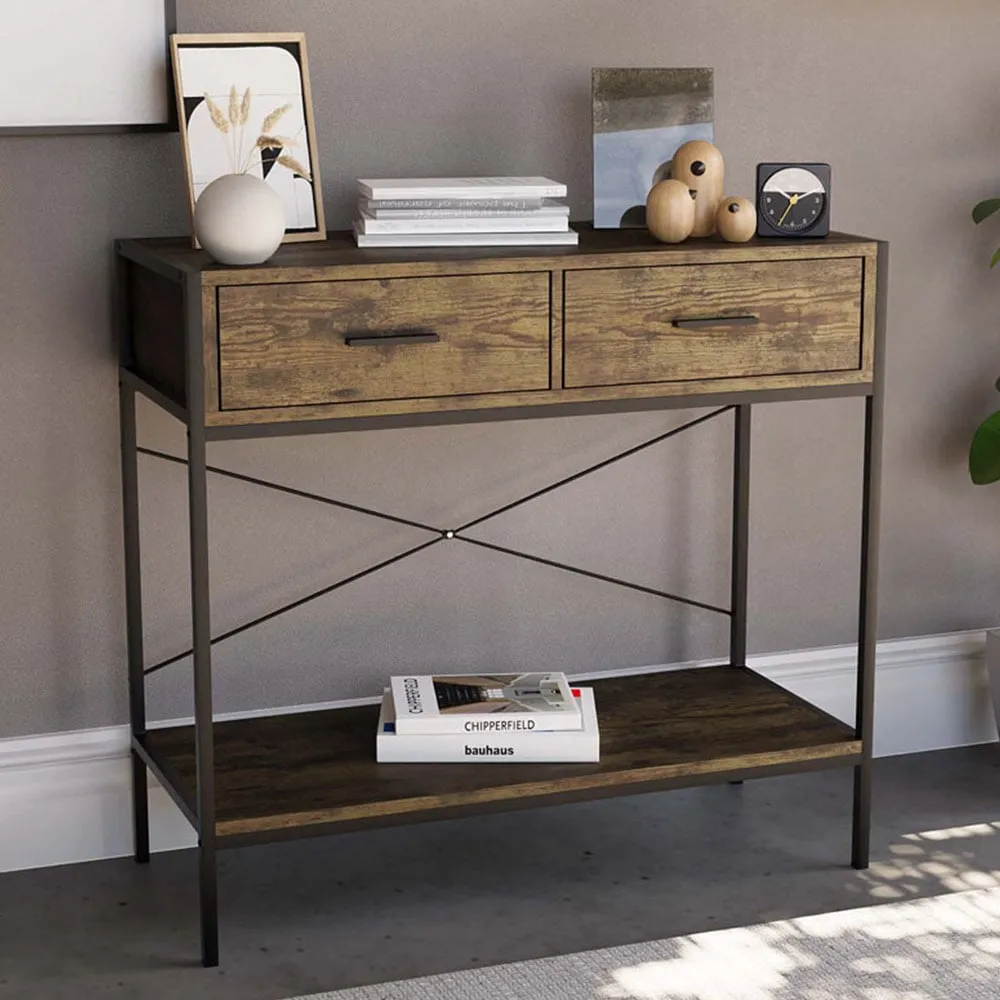 Home Brooklyn 2 Drawer Console Table - Brown, Wood image