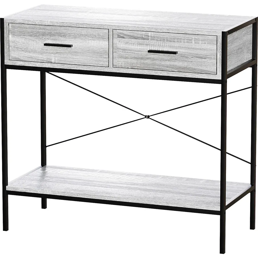 Home Brooklyn 2 Drawer Console Table - Grey, Wood