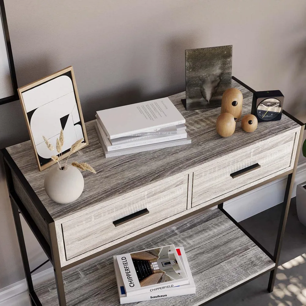 Home Brooklyn 2 Drawer Console Table - Grey, Wood