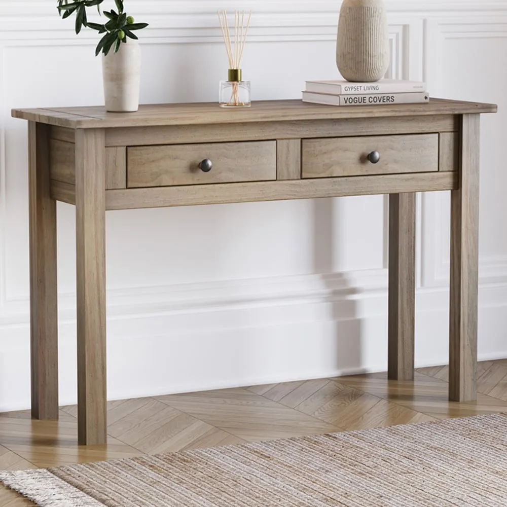 Home Panama 2 Drawer Console Table - Brown, Pine image