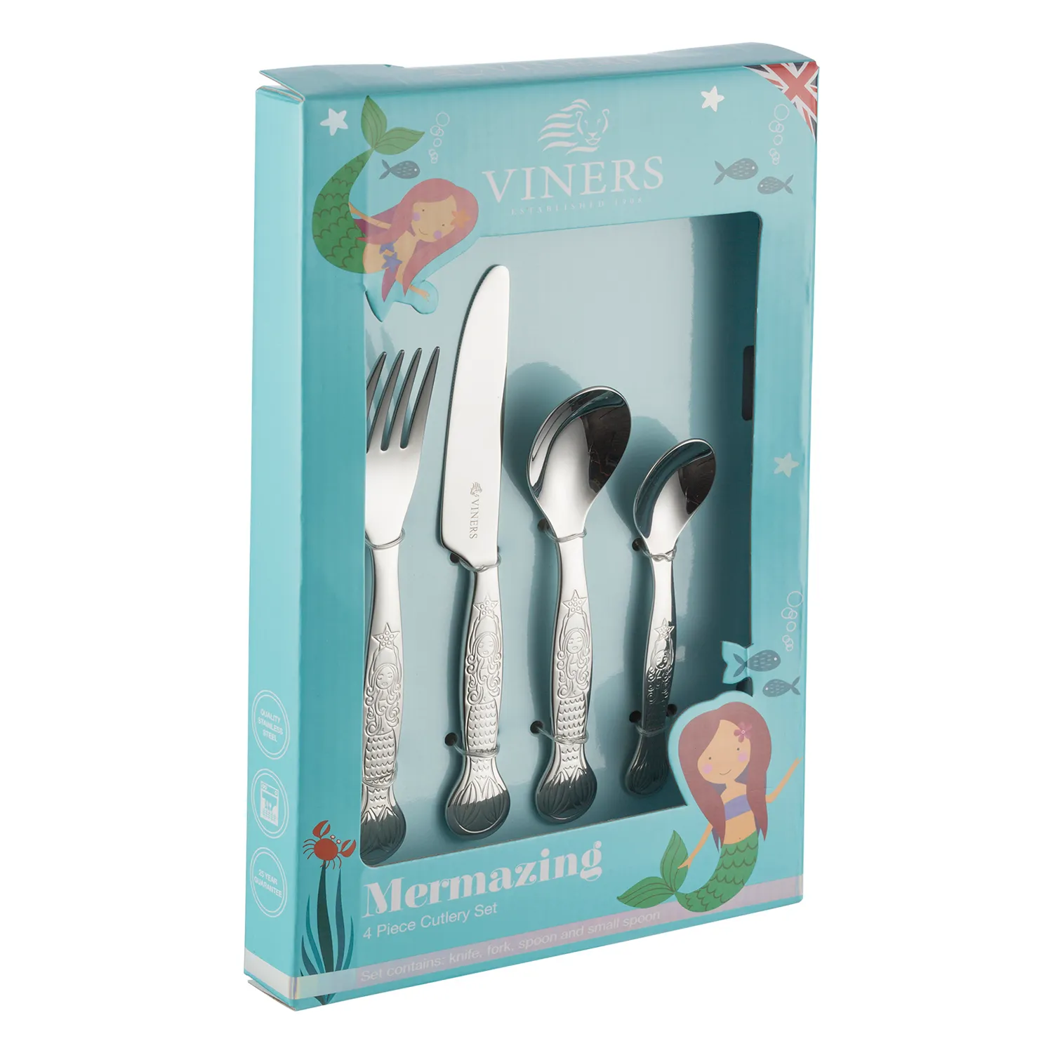 4 Piece Kids Mermazing Cutlery Set - Stainless Steel