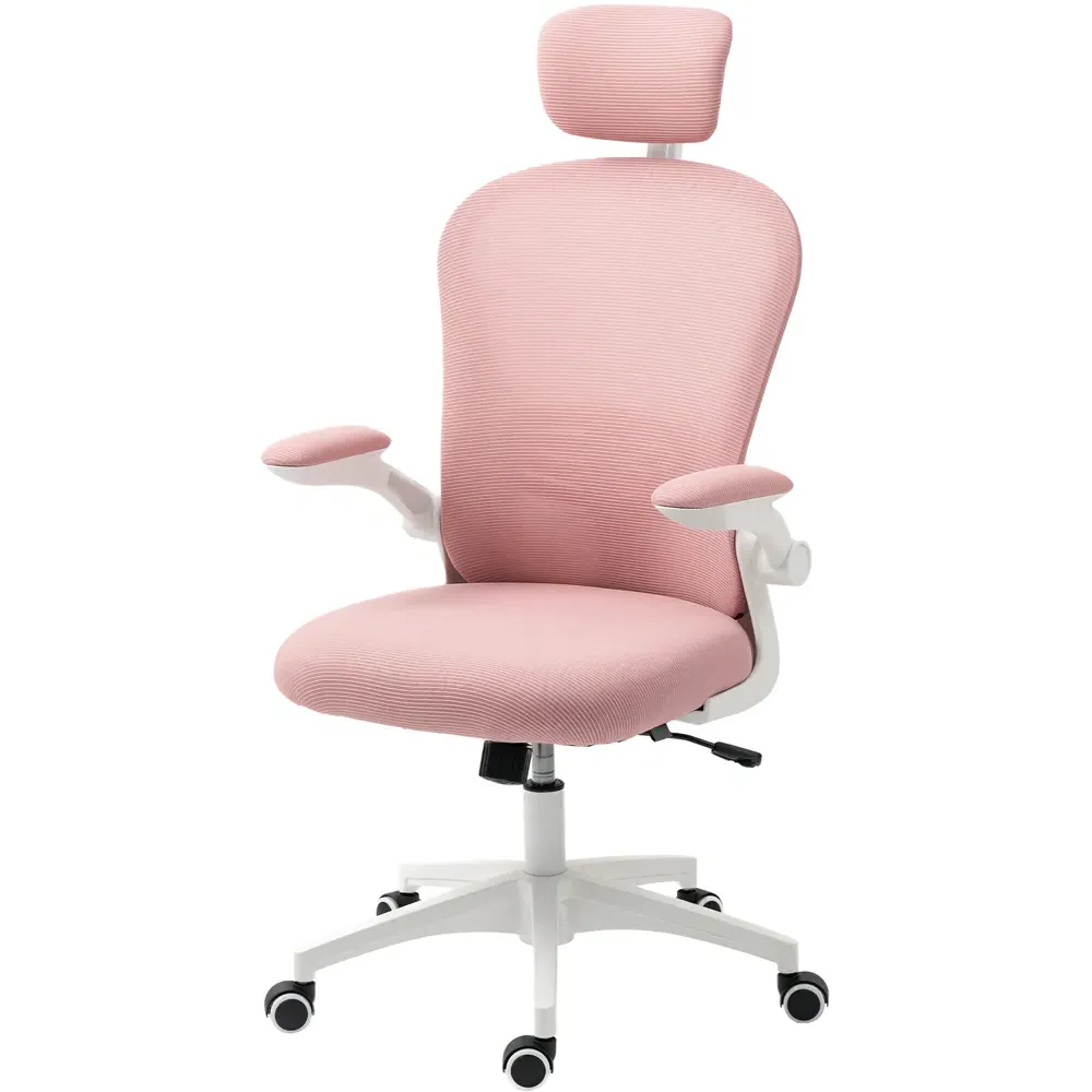 Ergonomic Mesh Office Chair with Headrest - Pink