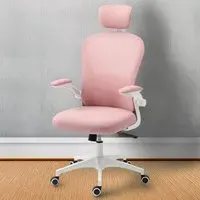 Ergonomic Mesh Office Chair with Headrest - Pink