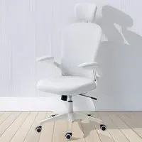 Ergonomic Mesh Office Chair with Headrest - White