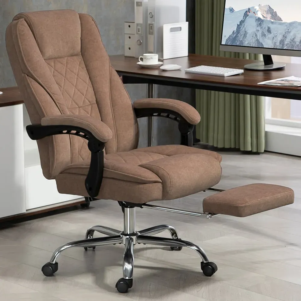 Heated Reclining Massage Office Chair with Footrest - Brown