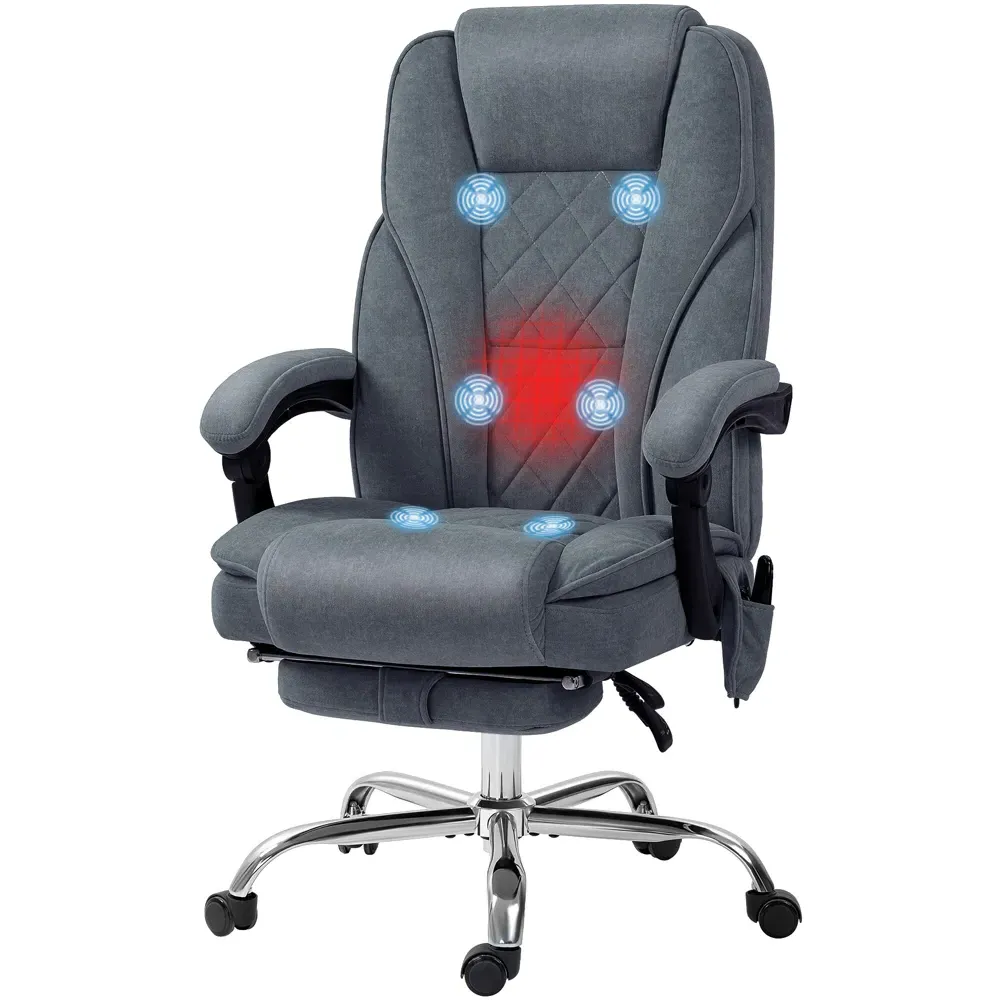 Heated Reclining Massage Office Chair with Footrest - Dark Grey