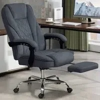 Heated Reclining Massage Office Chair with Footrest - Dark Grey