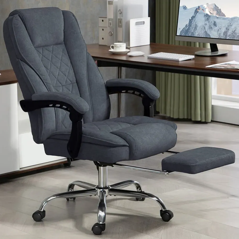 Heated Reclining Massage Office Chair with Footrest - Dark Grey