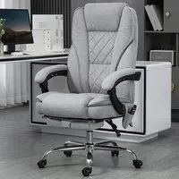Heated Reclining Massage Office Chair with Footrest - Grey