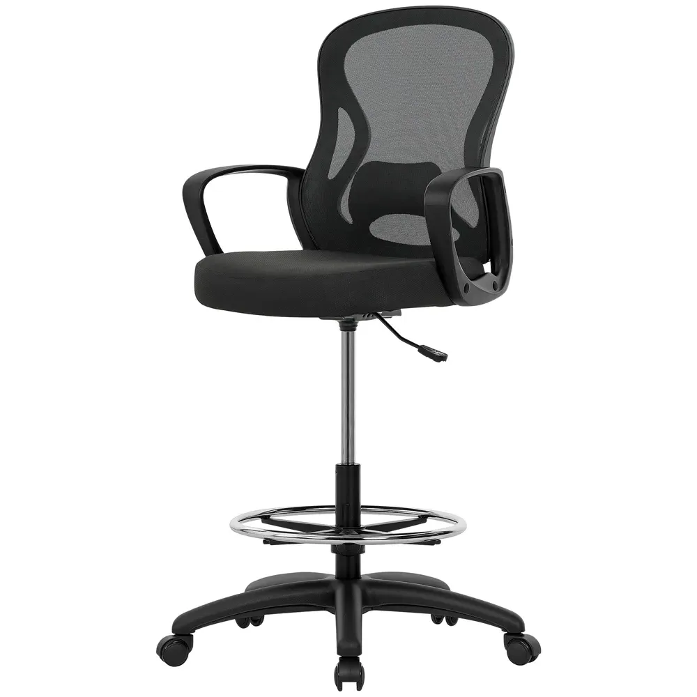 Mesh Office Chair with Footrest and Lumbar Support - Black