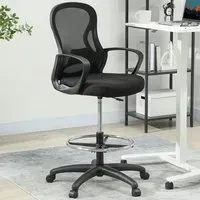 Mesh Office Chair with Footrest and Lumbar Support - Black