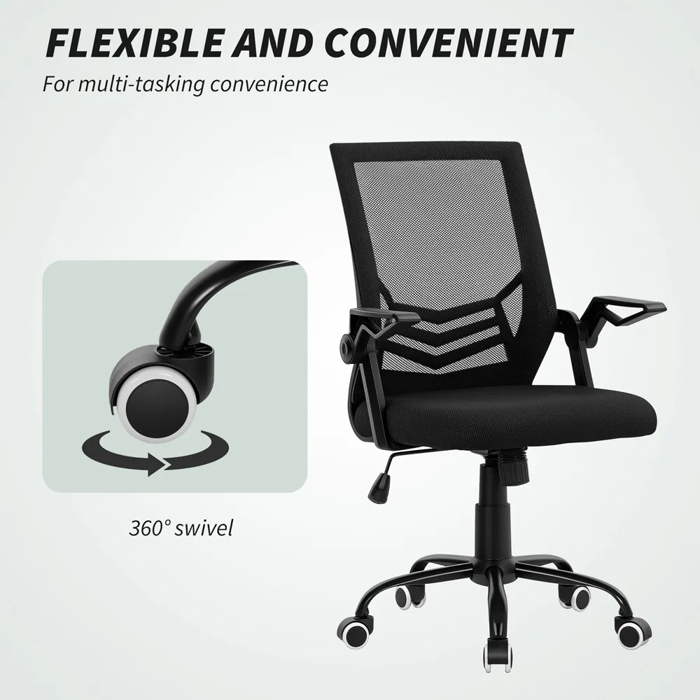 Mesh Swivel Office Chair with Lumbar Support - Black
