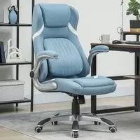 Tiltable Office Chair with Flip-Up Armrests - Blue, Fabric