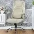 Tiltable Office Chair with Flip-Up Armrests - Silver, Fabric