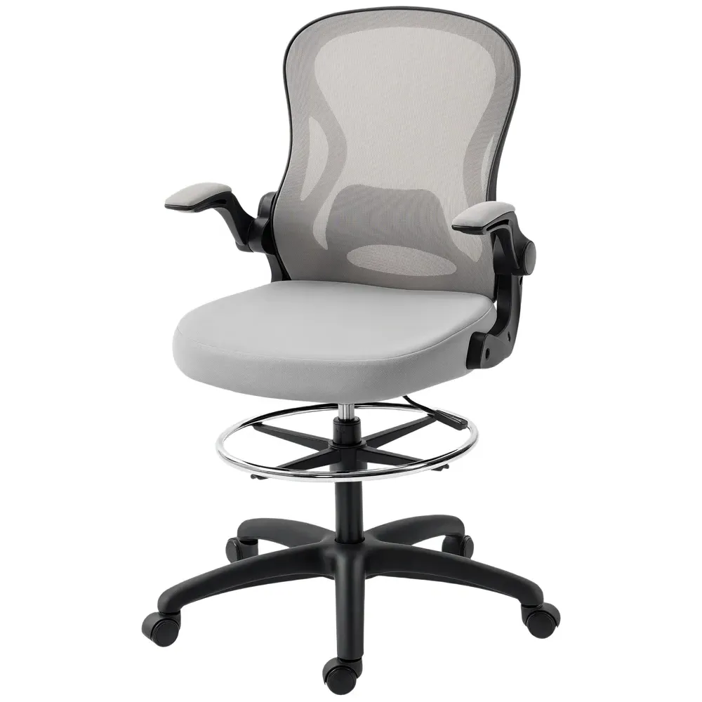 Vinsetto Adjustable Mesh Draughtsman Chair - Grey