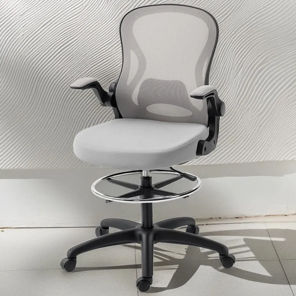 Vinsetto Adjustable Mesh Draughtsman Chair - Grey image