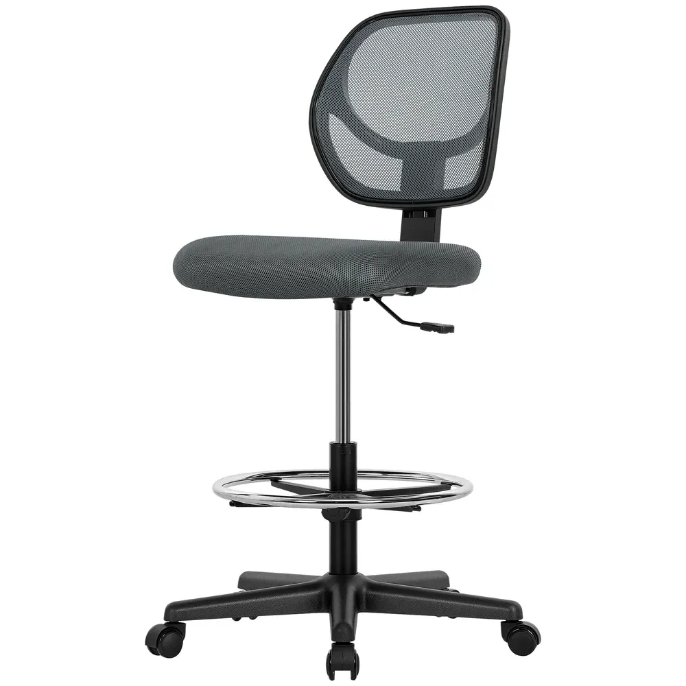 Vinsetto Adjustable Swivel Office Chair with Footrest - Grey