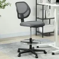 Vinsetto Adjustable Swivel Office Chair with Footrest - Grey