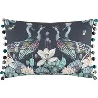 Anahita Midnight Printed Feather Cushion 40x60cm - Blue