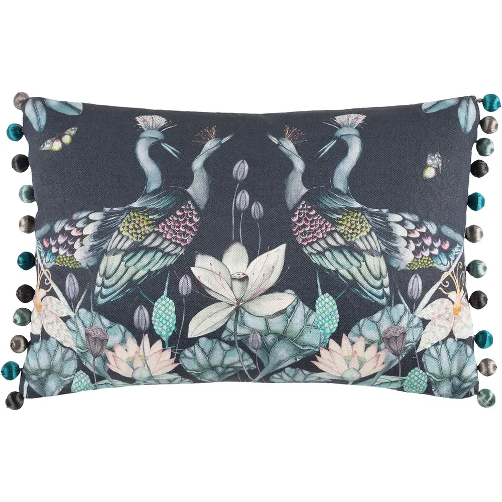 Anahita Midnight Printed Feather Cushion 40x60cm - Blue