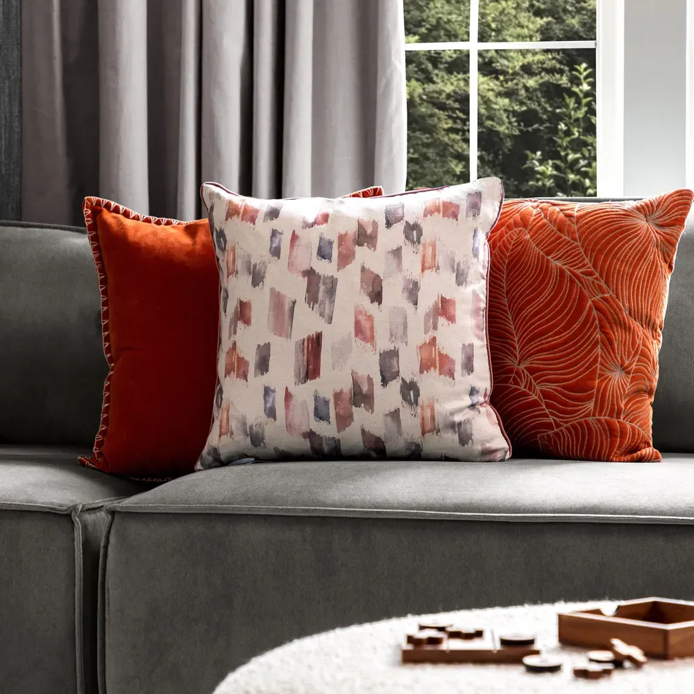 Arwen Rosewater Printed Feather Cushion 50x50cm - Pink