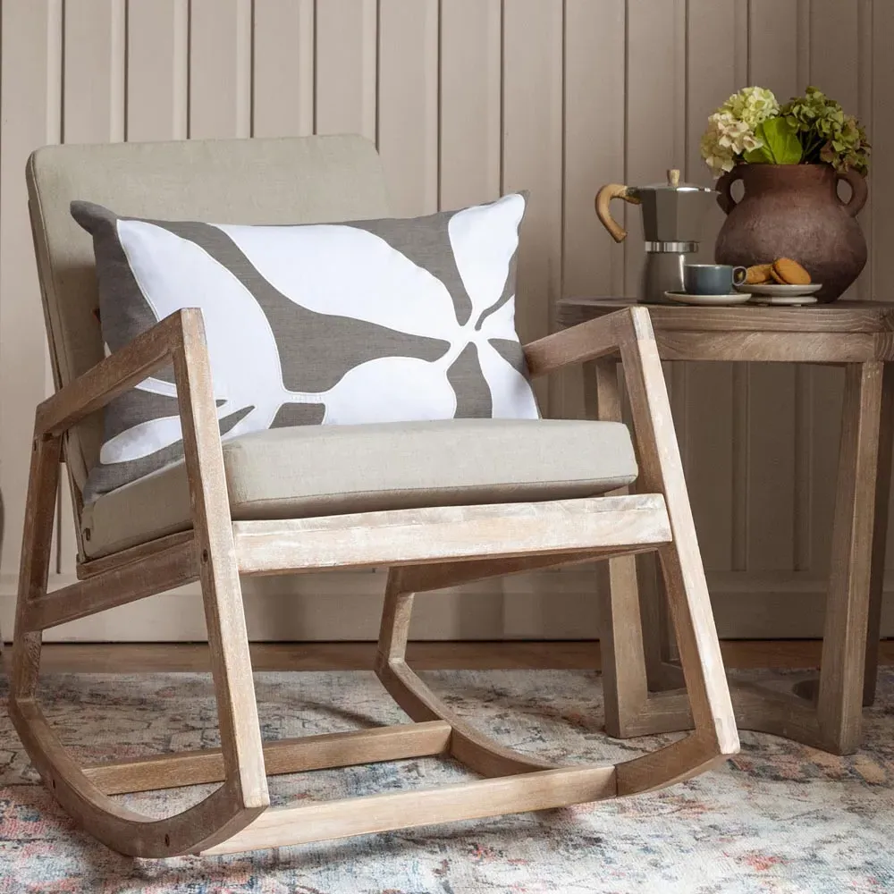 Aspin Rectangular Cushion with Embroidered Design - Grey